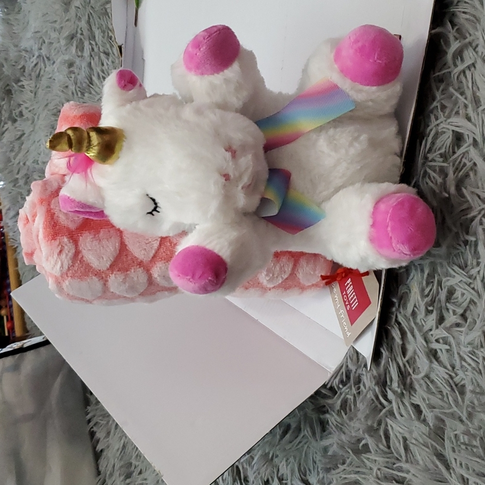 Unicorn plush with baby blanket